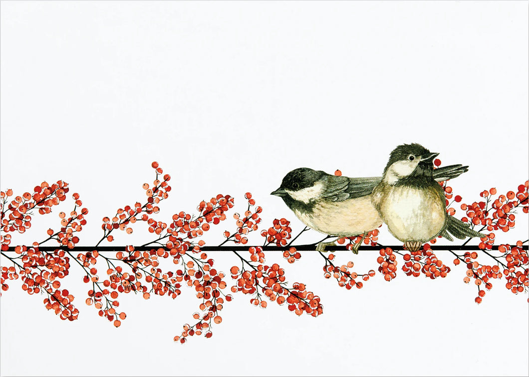 Winterberry and Chickadees Holiday Cards