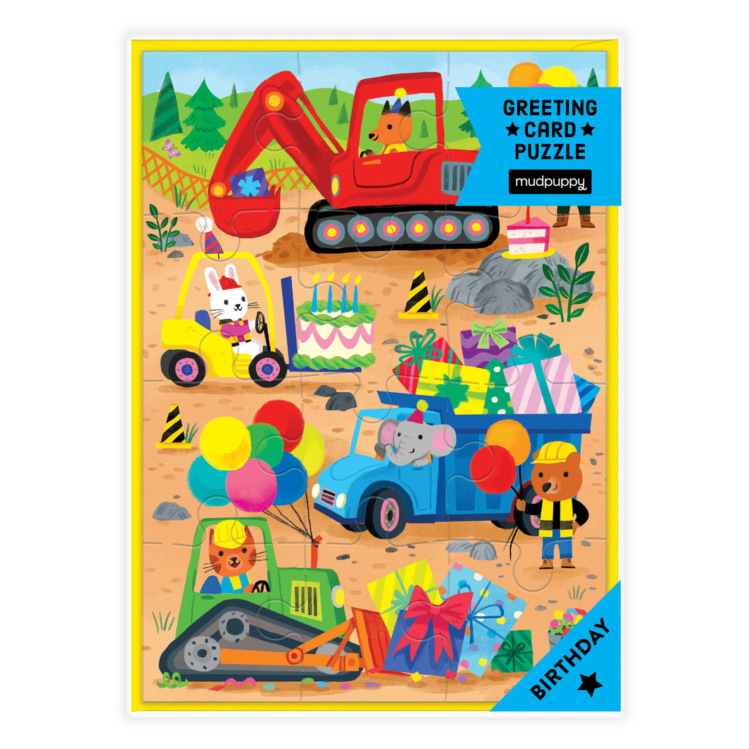 Construction Site Birthday Greeting Card Puzzle