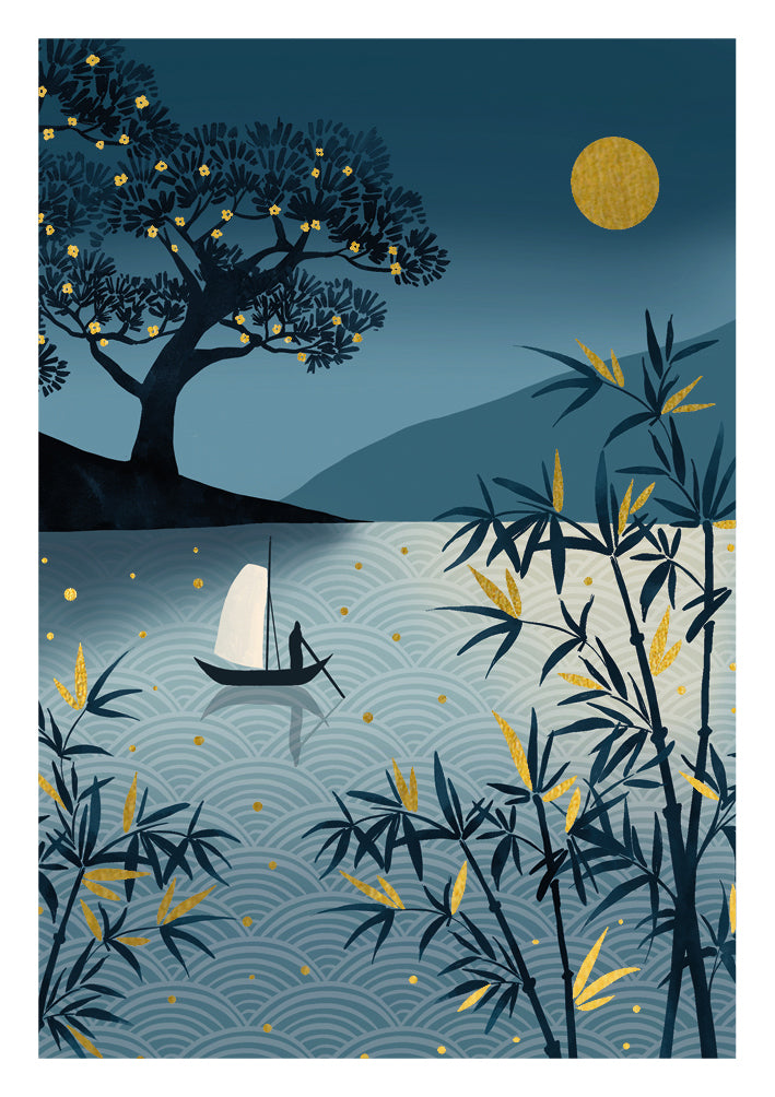 Boat in Moonlight Card