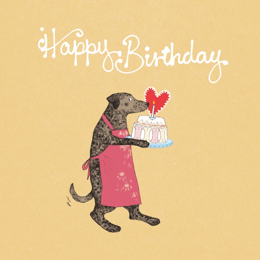 Dog With Cake Card