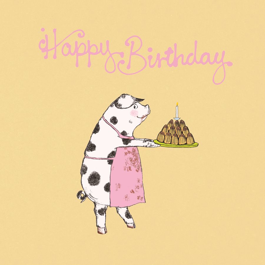 Happy Birthday Card Pig with Mudeleines