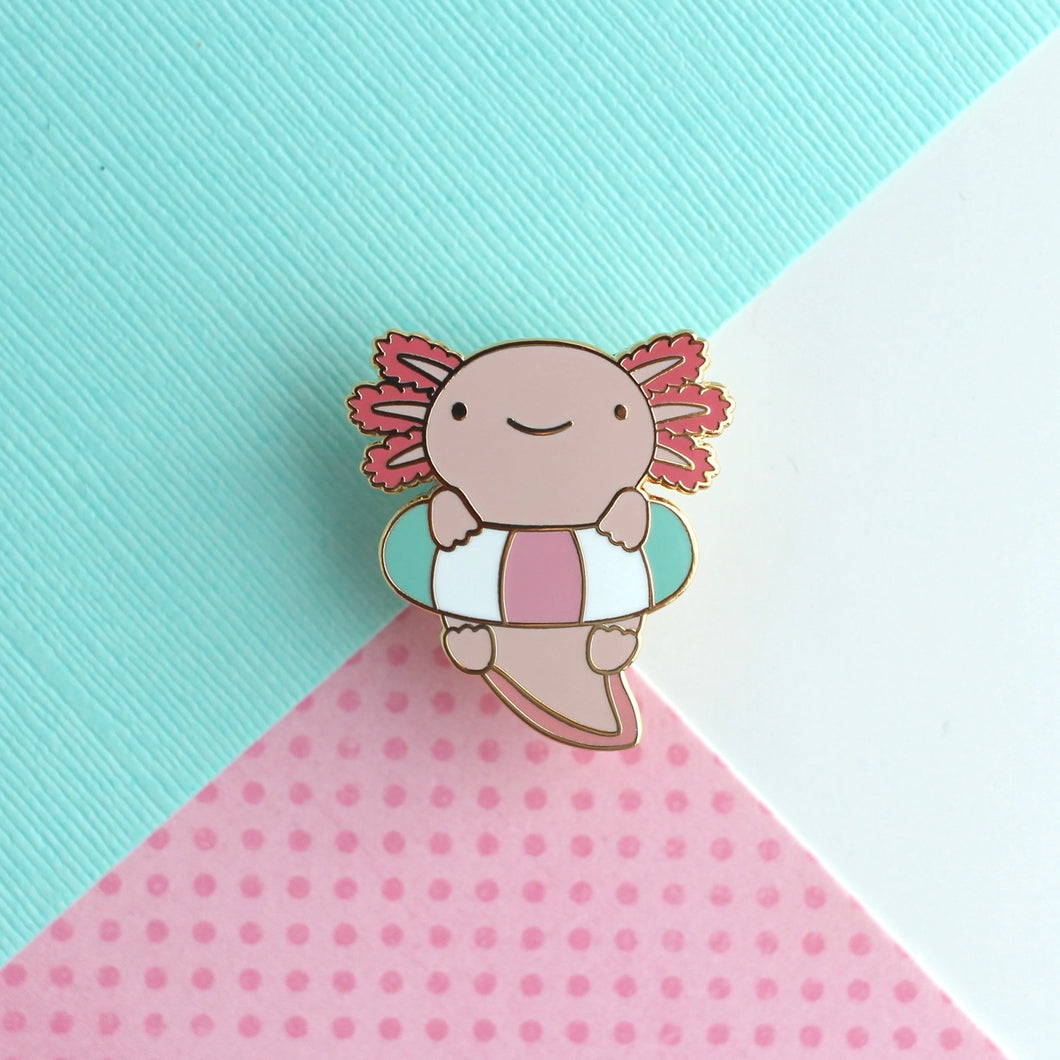 Axolotl in Floatie Enamel Pin